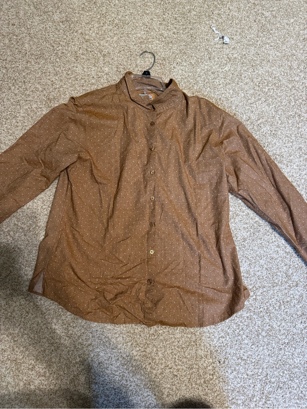 Men's Brown Patterned Button-Up Dress Shirt
